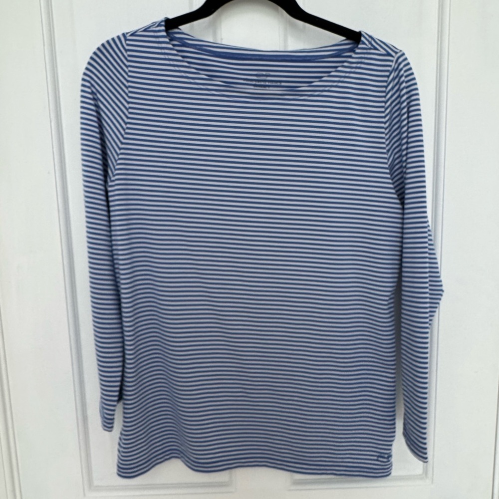 Vineyard Vines M Blue Striped Women's Boatneck Top